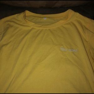 Yellow New York Embroidered Crop Top